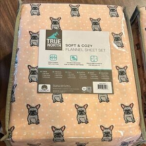 True North Soft & Cozy Flannel Sheet Set - Pink with French Bulldog Design